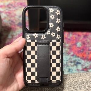 Wallis Black and Cream Checkered Floral Phone Case